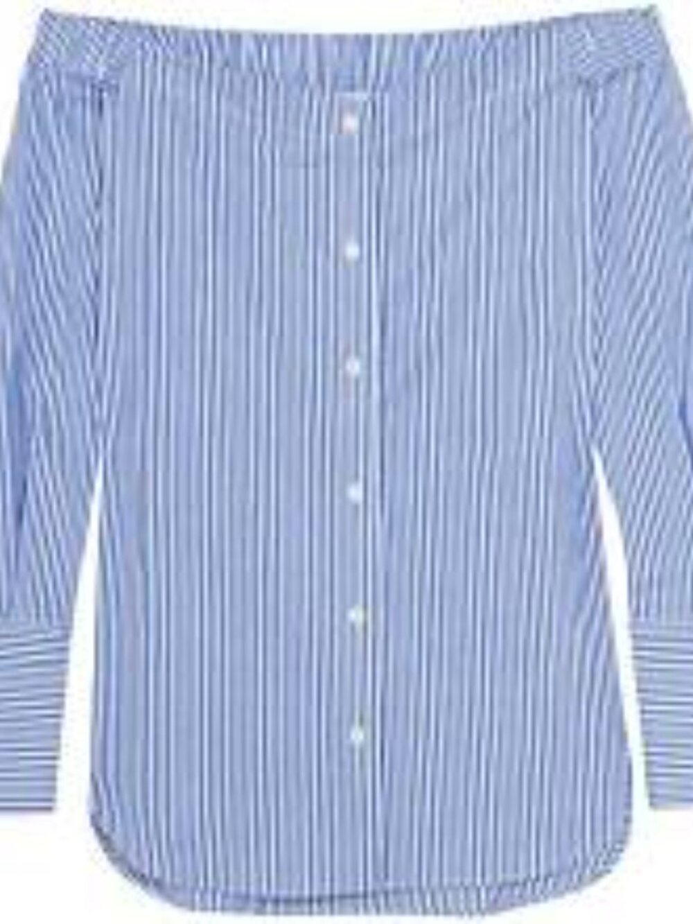 Rag & Bone Blue and White Striped Button-Up Off The Shoulder Blouse, Size XS EUC